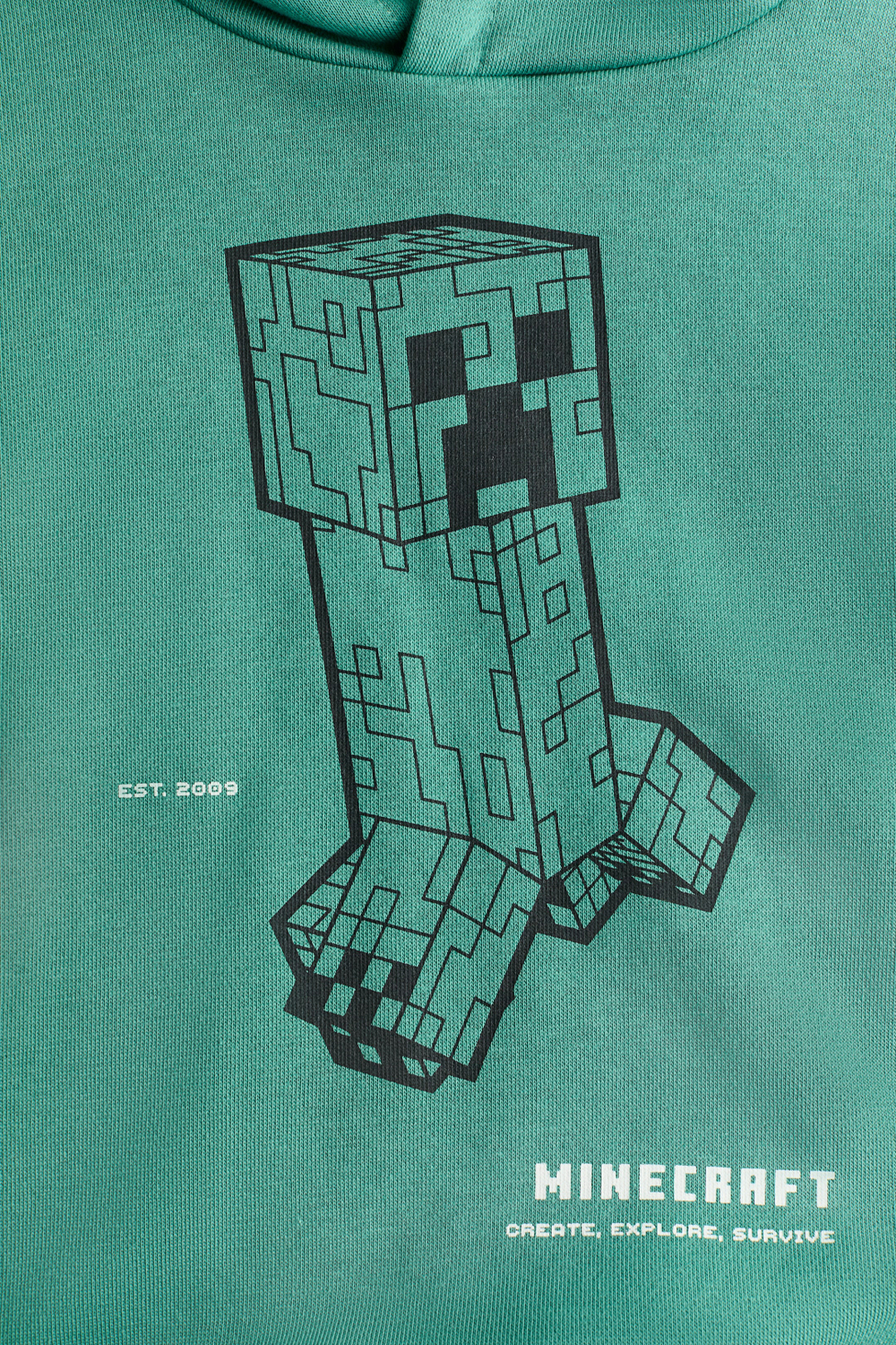 H&M Толстовка с капюшоном и принтом Minecraft, зеленый