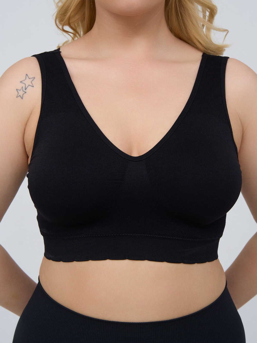 Бюстгальтер-топ в мелкий рубчик с кружевом на бретелях (Размер: 3X) (Цвет: белый)