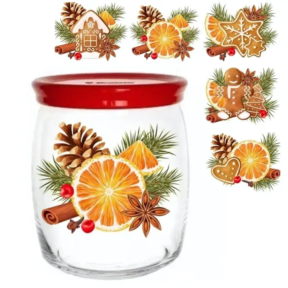 Банка стеклянная 920мл «Со вкусом праздника» 5 видов D43004/06