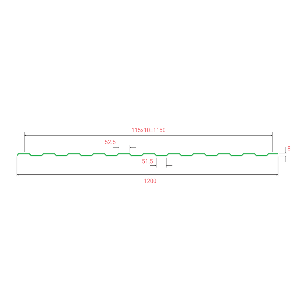 Профнастил RAL 8017 С 8 0,5*1150*