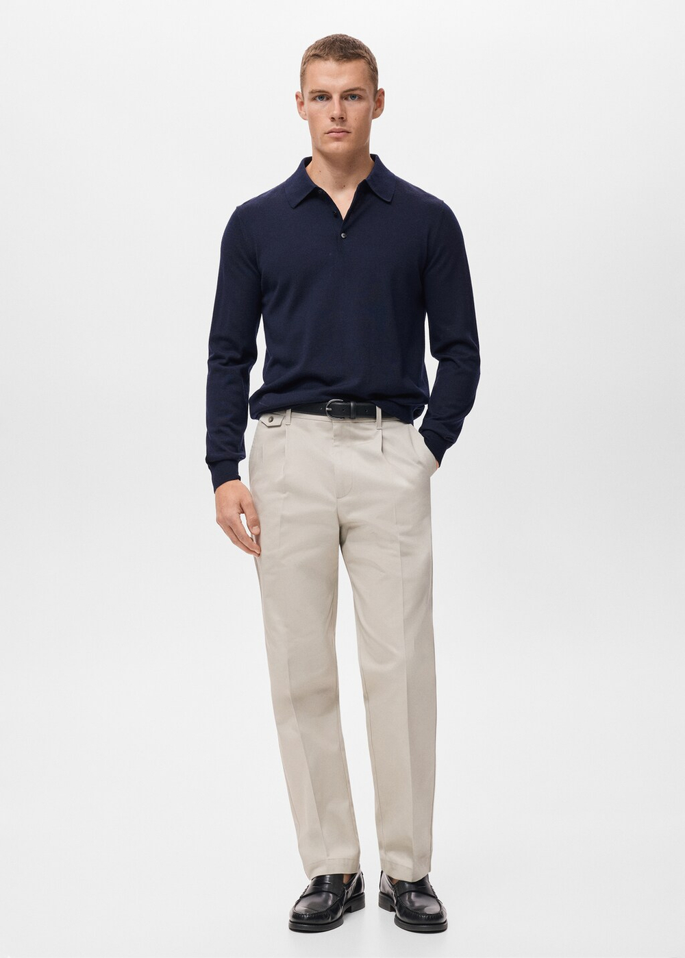 Свитер-поло из 100% мериносовой шерсти