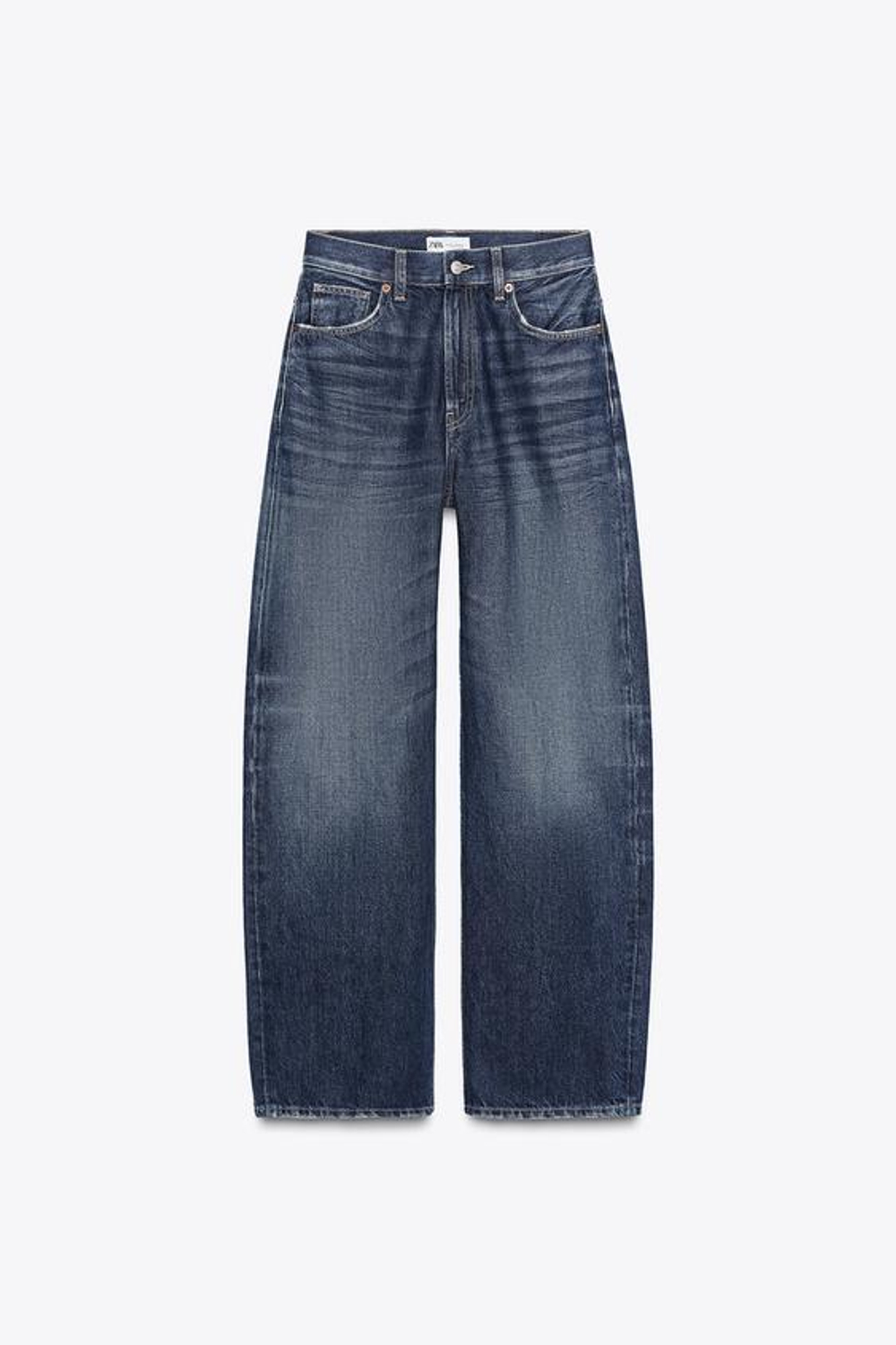 ZARA ДЖИНСЫ TRF STRAIGHT WIDE С ВЫСОКОЙ ПОСАДКОЙ, МОРСКОЙ СИНИЙ