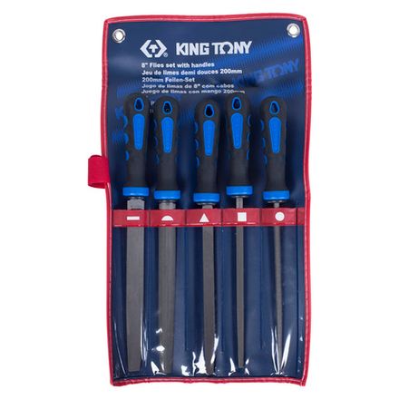 Цена на KING TONY (1005GQ) Набор напильников 200 мм, двухкомпонентные рукоятки, 5 предметов