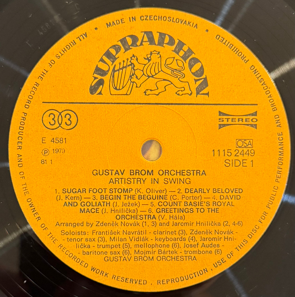 Виниловая пластинка Gustav Brom Orchestra – Artistry In Swing LP