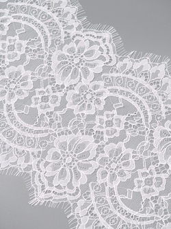 Кружево шантильи теплое белое неэластичное ширина 18 см купон 2.9 м