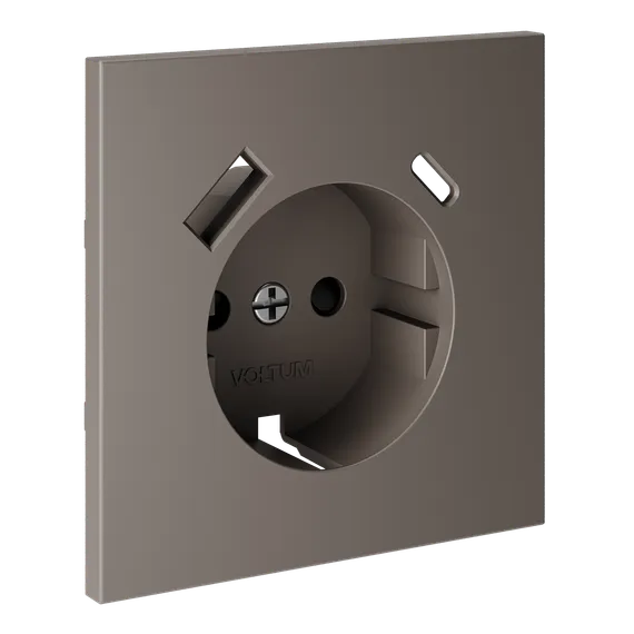 Накладка для розетки с заземлением и защитными шторками, с USB A+C, S70 (капучино)