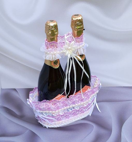 Корзина для бутылок свадебного шампанского Жених и Невеста