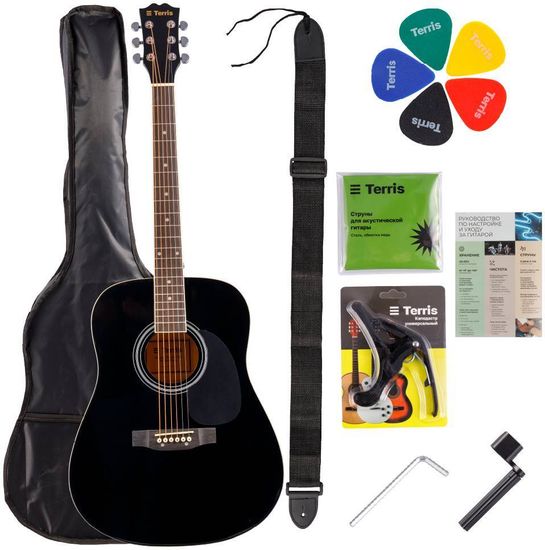 Акустическая гитара в наборе TERRIS TD-041 BK Starter Pack