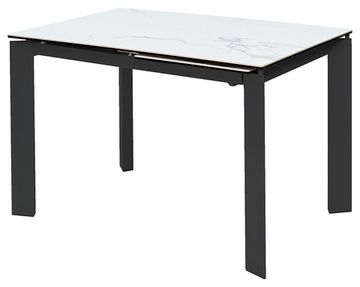 Стол CORNER 120 HIGH GLOSS STATUARIO керамика, стекло/черный каркас