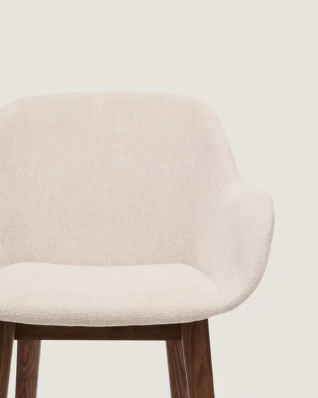 Полубарный стул Konna 65 см бежевый с ножками из темного ясеня