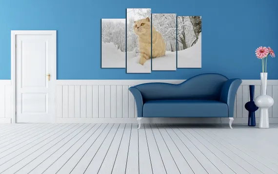 Модульная картина "Осторожно по снегу"