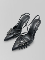 Босоножки Bai Sen К018-1 однотонные на шпильке с застежкой по ноге