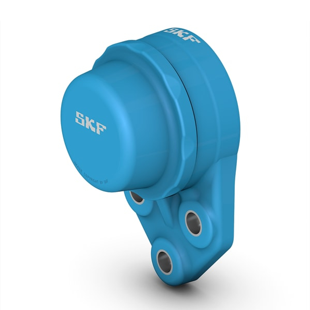 Шарикоподшипниковый узел с фланцем с тремя крепёжными болтами, с узким внутренним кольцом и фиксацией с помощью установочных винтов, корпус из композитного материала, серия SKF для линий производства пищевых продуктов F3BBC 20M-CPSS-DFH