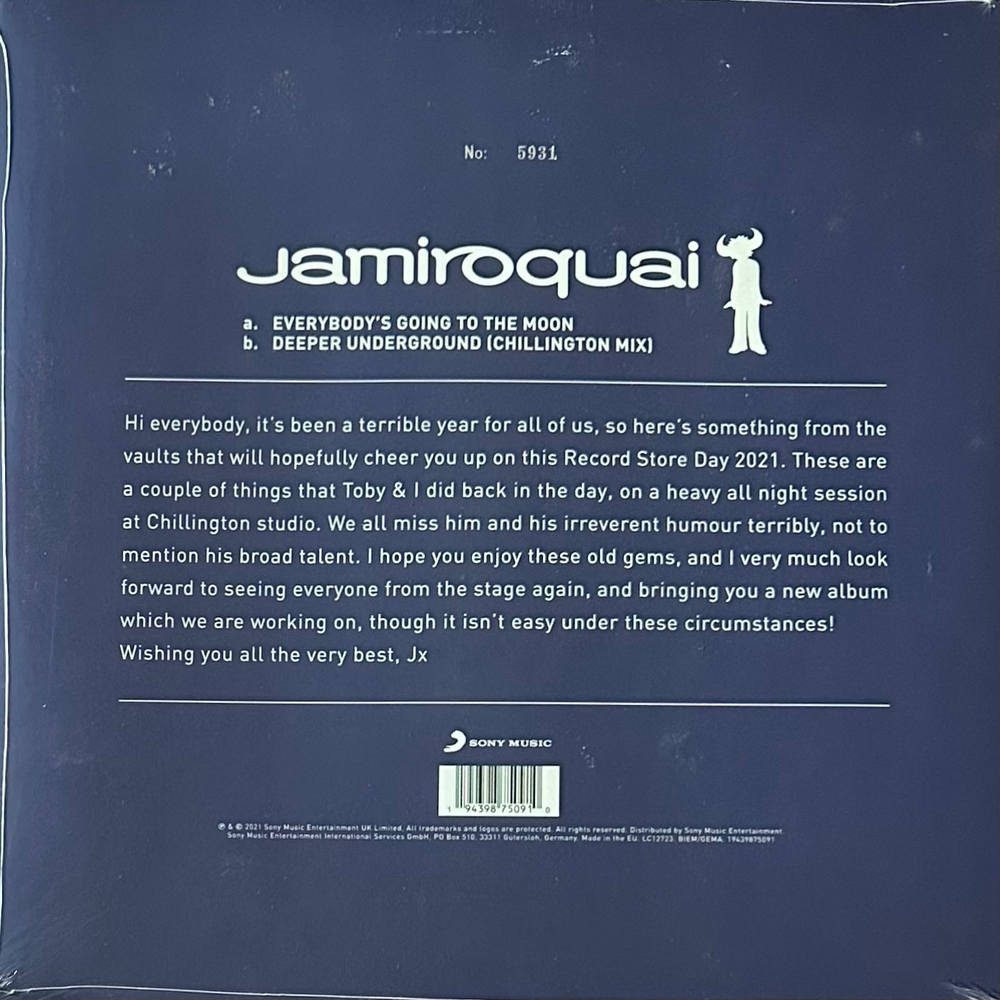 Jamiroquai ‎– Everybody's Going To The Moon (Европа 2021г.) 12", 45 RPM