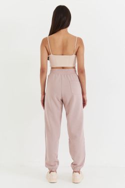 Свободные джоггеры без начеса из премиум футера цвета какао