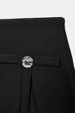 ZARA ЮБКА-ШОРТЫ С БАНТАМИ И СТРАЗАМИ, ЧЕРНЫЙ