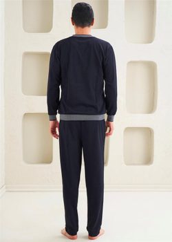 Мужская 2-х предметная пижама - Классический стиль с пуговицами - 10809