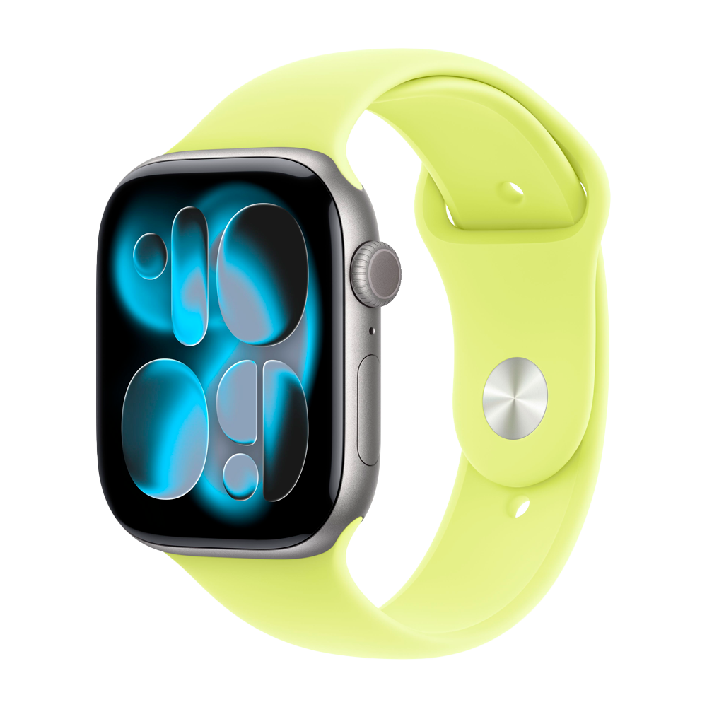 Умные часы Apple Watch Series 11 GPS, 46mm, Space Gray Aluminium Case with Neon Yellow Sport Band, S/M
