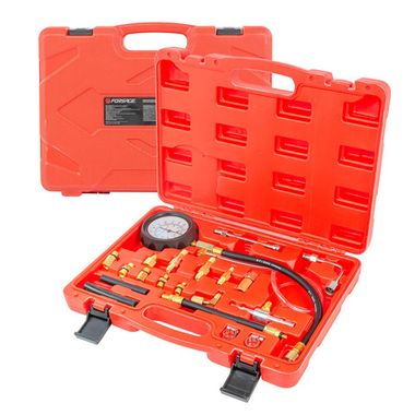 Тестер давления топлива в комплекте с резьбовыми адаптерами переходниками 20пр.(0-10Bar), в кейсе Forsage F-919G1A