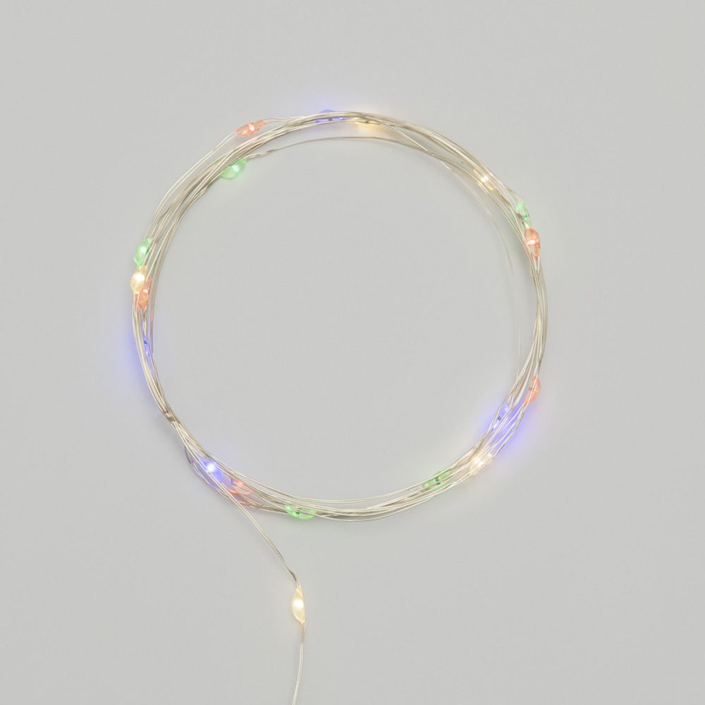 Гирлянда светодиодная Роса 2м, 20 LED, МУЛЬТИКОЛОР, IP20, тонкий батарейный блок, 2хCR2032 в комплек