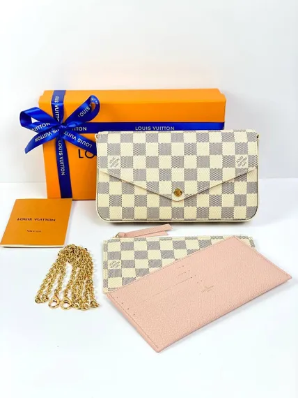 Клатч Louis Vuitton Felicie канва Damier Azur светло-серый