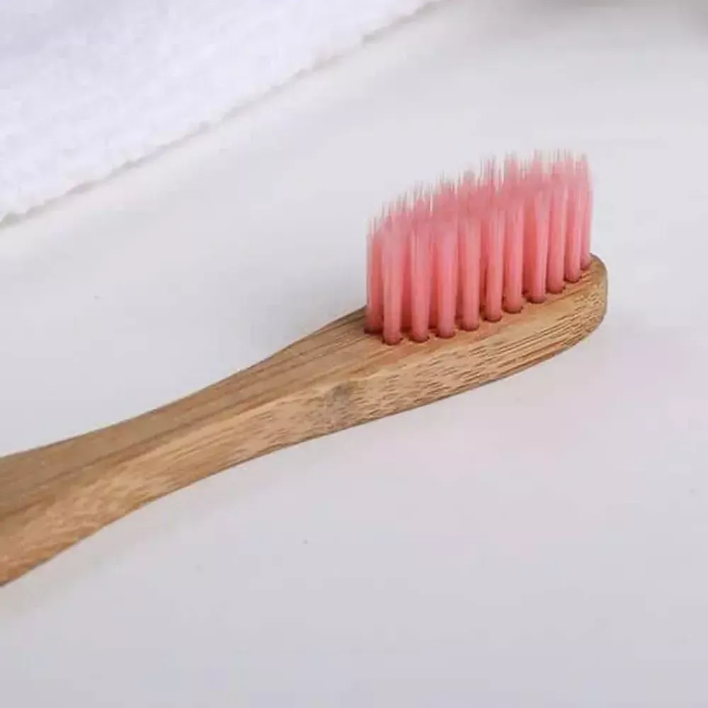 Бамбуковая зубная щётка (розовая)
