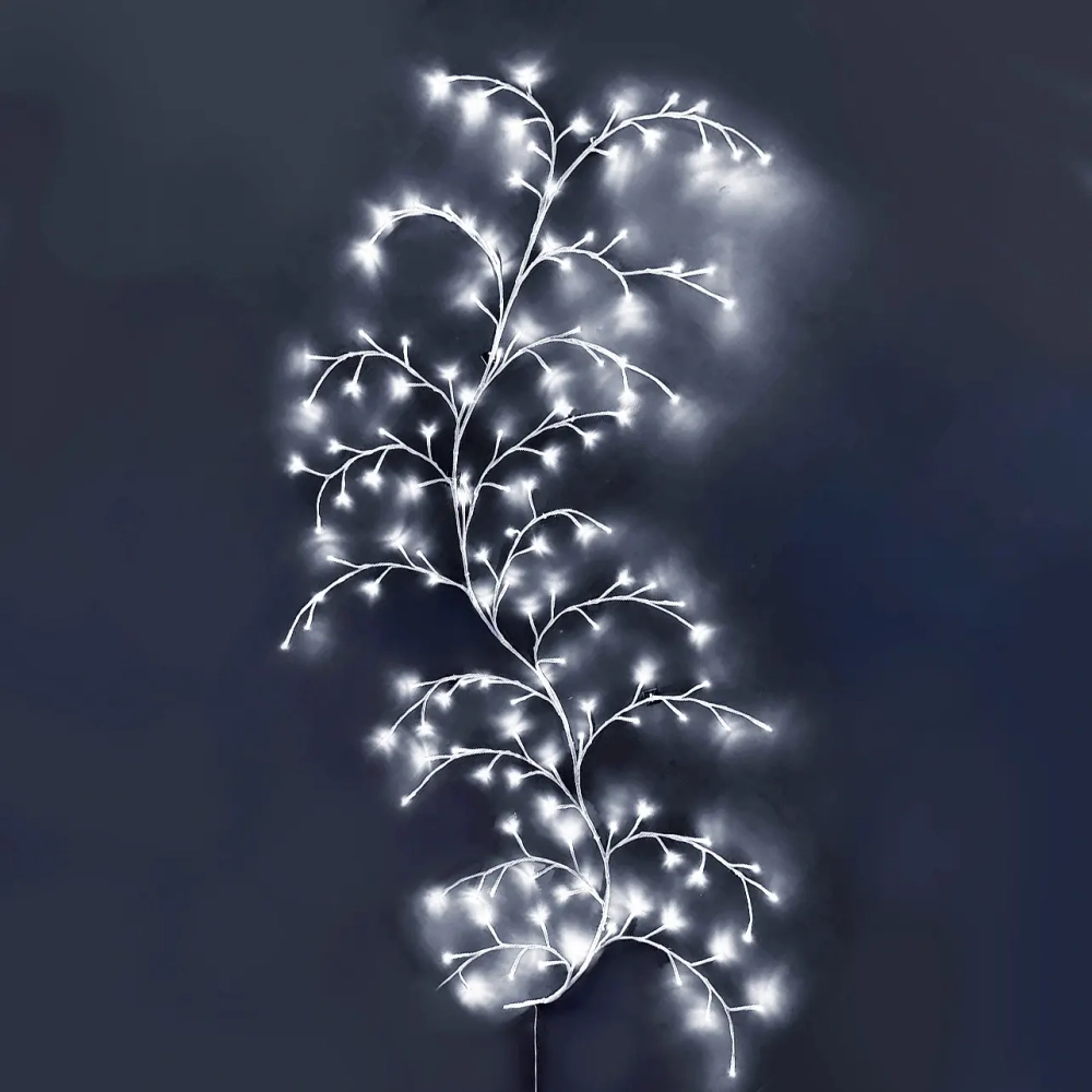 Гирлянда для дома «Ветка» 2,3 м, 144 лампы LED, белый.провод, пост.свечение, USB, IP-20, Белый