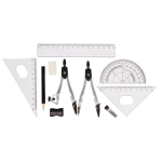 Готовальня 10предм. в пенале: циркуль+грифели, циркуль под каранд.+карандаш,ластик, точилка,4линейки