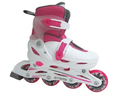AJIS-12.05 роликовые коньки Abec1, роз/бел, Neon Hard Boot