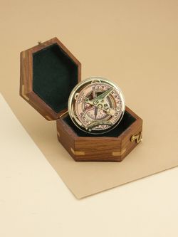 Nautical Морской компас в деревянном футляре
