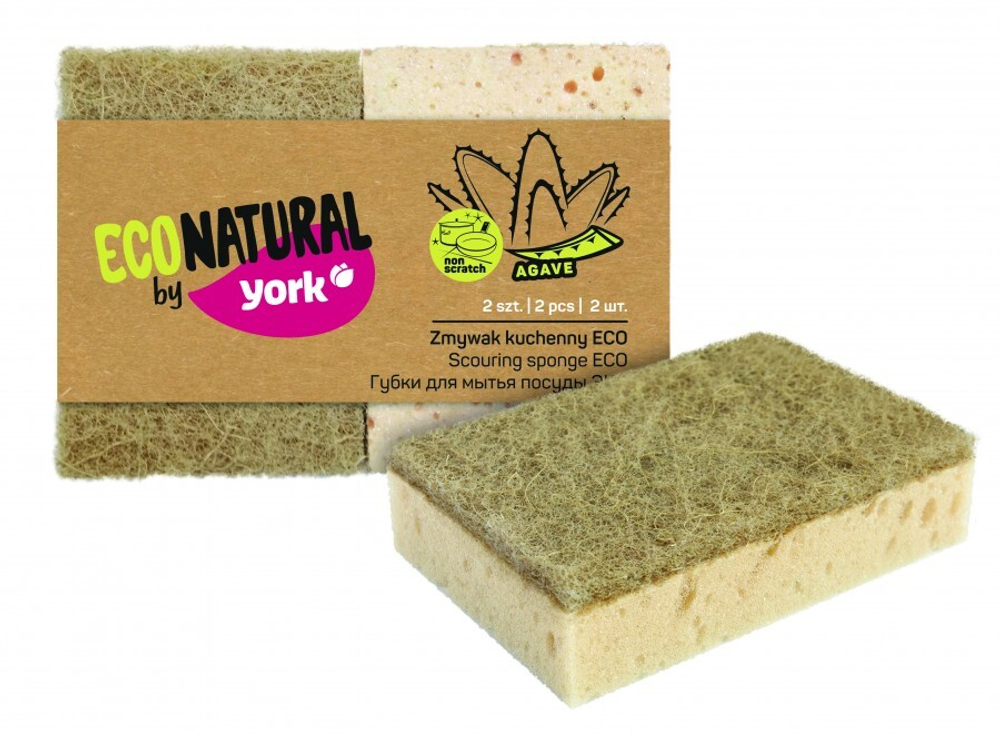 Губки для мытья посуды ЭКО Натурал 10х7х2,5см 030200 York 2 шт