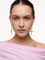 Серьги "White Cross" из горного хрусталя Gold