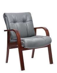 Кресло для посетителей Paris D серая кожа