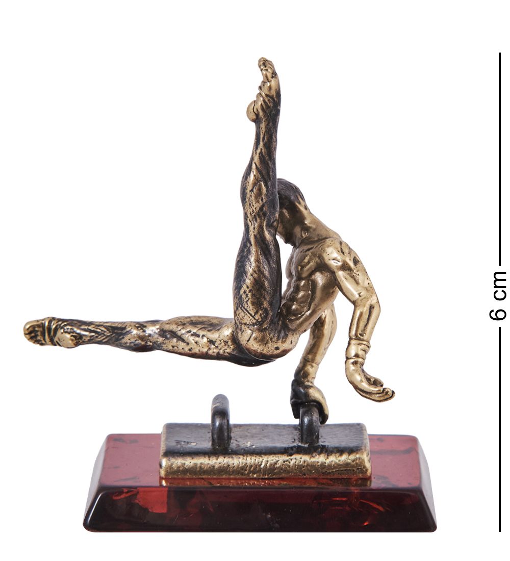 Народные промыслы AM-3206 Фигурка «Гимнаст на кольце» (латунь, янтарь)