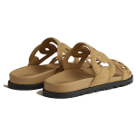 Hermes Extra comfortable Simple one-word slippers women's light brown, H222301Z VD