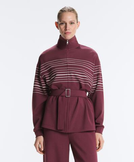 Oysho Куртка в полоску с высоким воротником, бордо