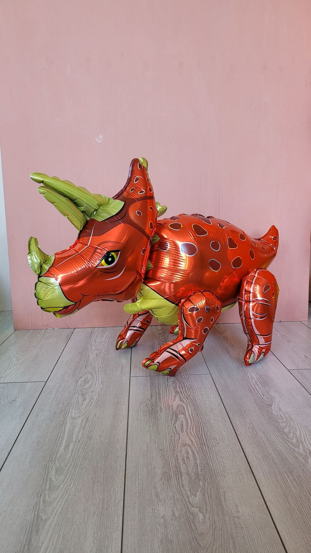 К Шар (36''/91 см) Ходячая Фигура, Динозавр Трицератопс, Оранжевый (Под воздух)  Изображение2