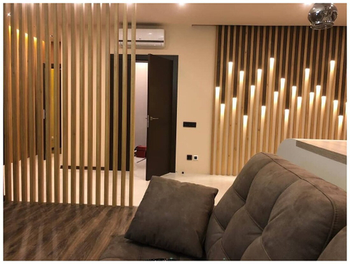 Рейки на стену с точечными светильниками из Сосны 40х40мм