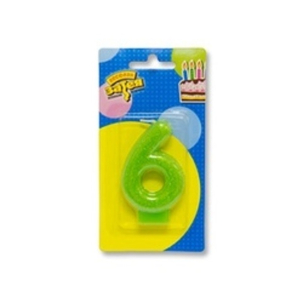 Свеча -цифра "6" Блестящая 7,6см