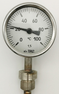 Термометр биметаллический ТБ-1Р (0+100) 160 мм,G 1/2, 1.5, радиальный