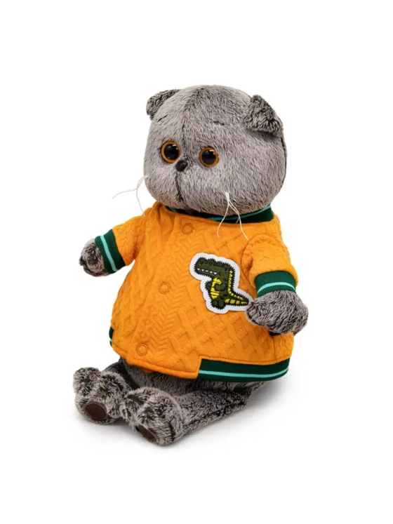 Мягкая игрушка Кот Басик в бомбере с крокодилом 19 см