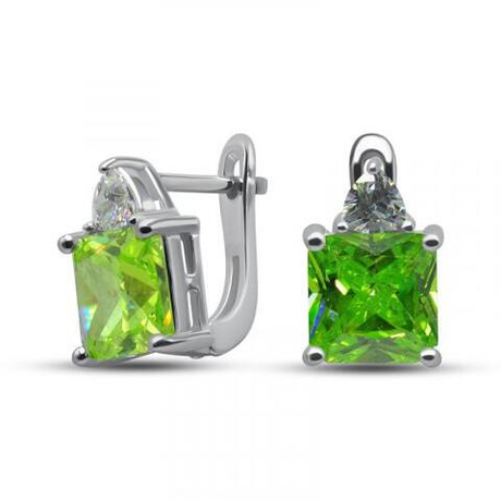 Серьги из серебра с фианитами