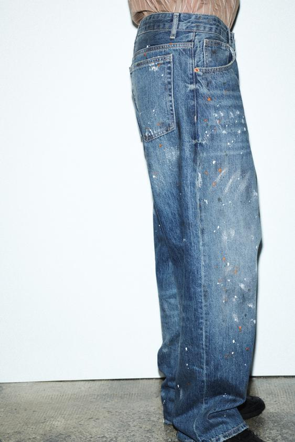 ZARA ДЖИНСЫ TRF СВОБОДНОГО КРОЯ ОВЕРСАЙЗ С ВЫСОКОЙ ПОСАДКОЙ, СИНИЙ