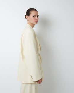 Жакет на пояске из шерсти белый шоколад