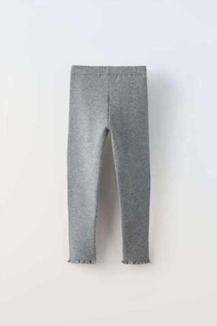 ZARA ТРИКОТАЖНЫЕ ЛЕГИНСЫ В РУБЧИК, СЕРЫЙ