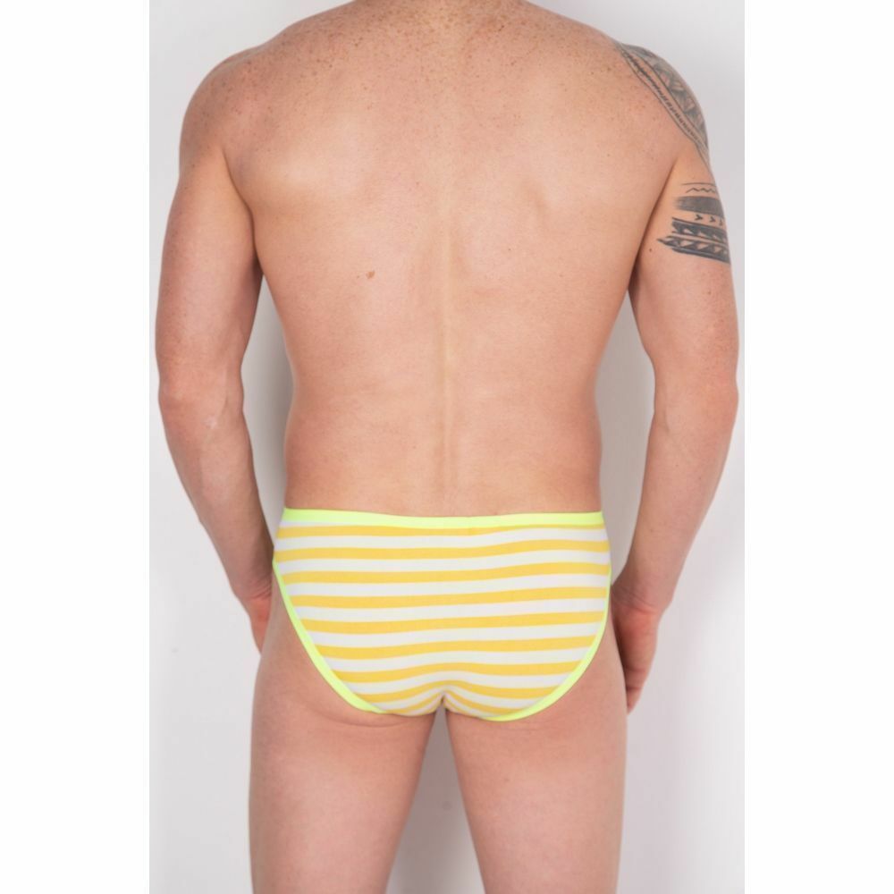 Мужские трусы слипы белые в желтую полоску Cosmos Colors FC40_YW