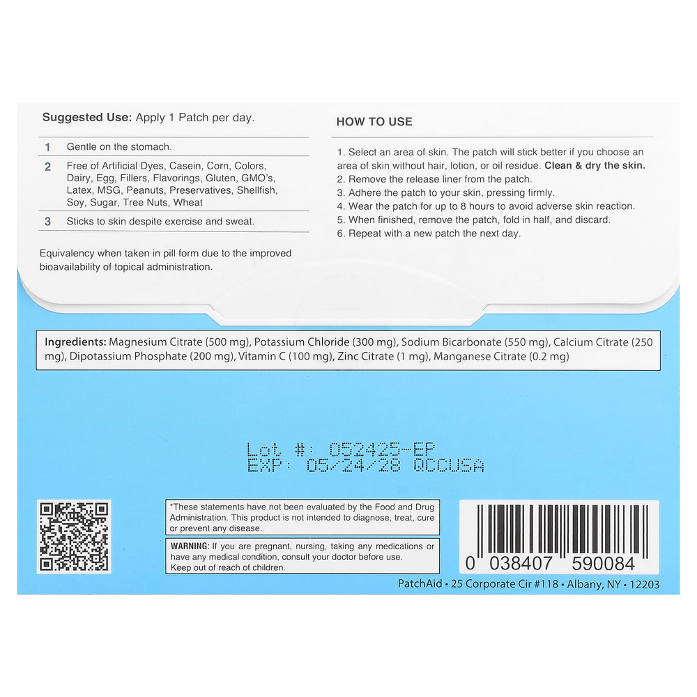 PatchAid, патч для увлажнения электролитов, 30 шт.