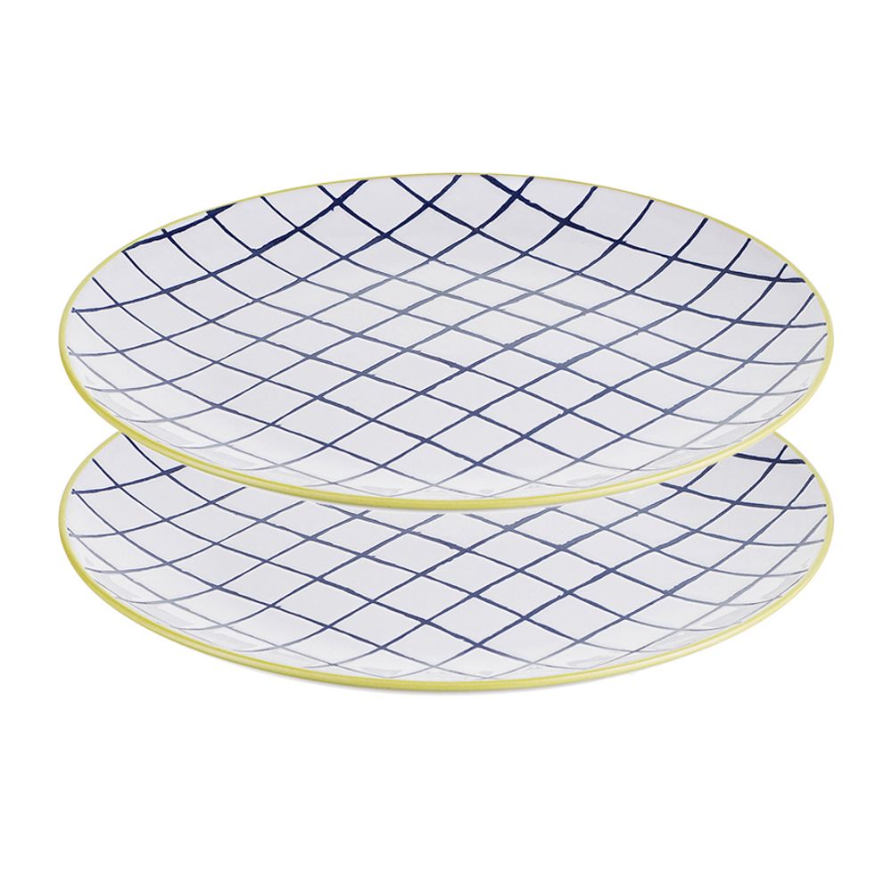 Набор из 2-х керамических закусочных тарелок LT_LJ_SPLBT_CRC_21, 21.5 см, синий/белый
