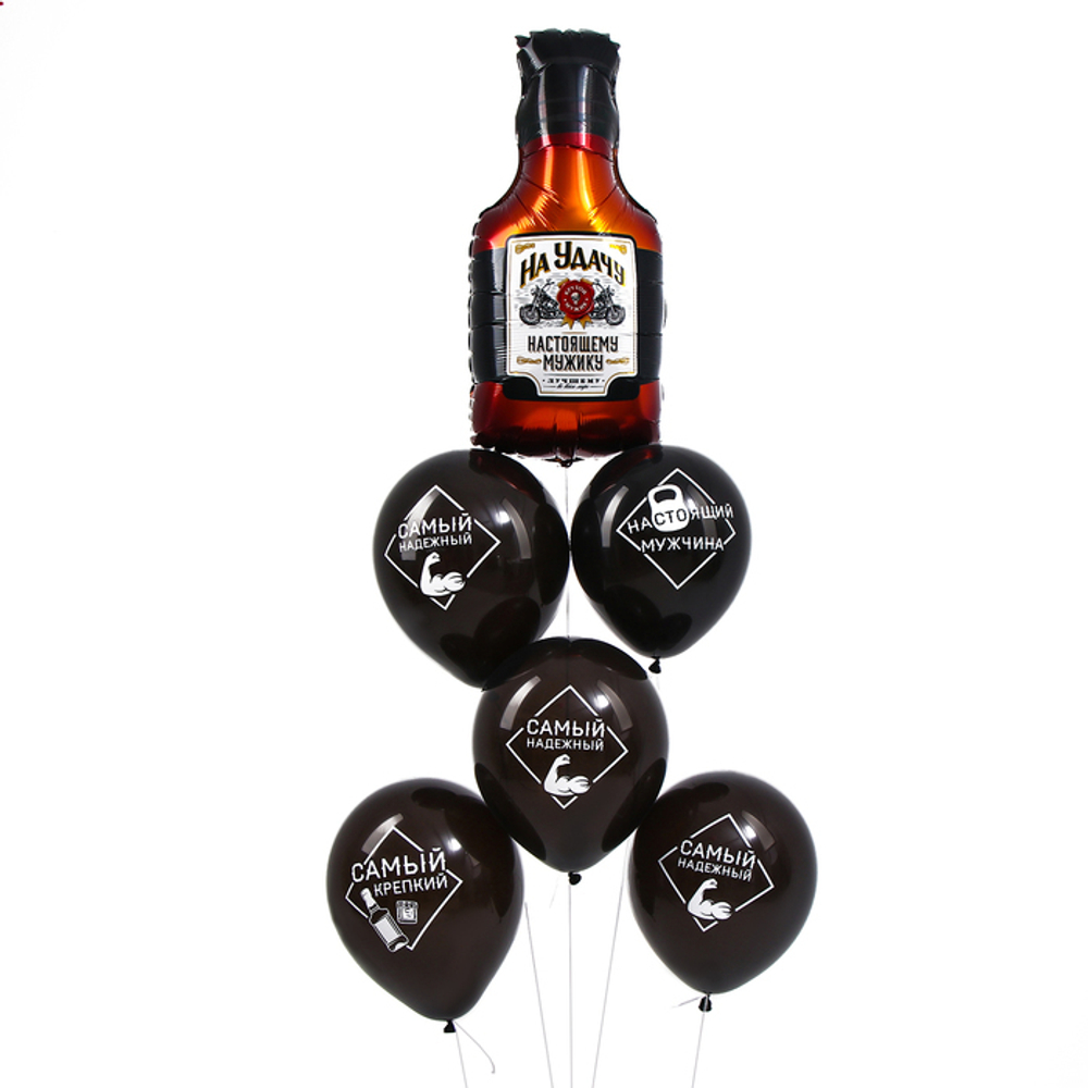 Воздушные шары, букет «Бутылка мужчине», набор 6 шт. гелий