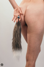 Анальная пробка Lola Games Galaxy с черным меховым хвостом